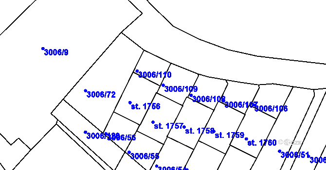 Parcela st. 3006/109 v KÚ Týnec nad Sázavou, Katastrální mapa