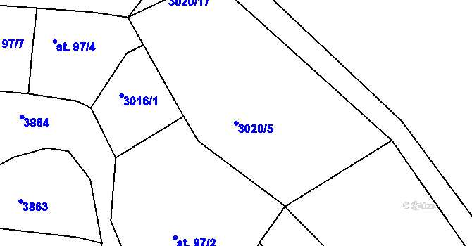 Parcela st. 3020/5 v KÚ Týnec nad Sázavou, Katastrální mapa