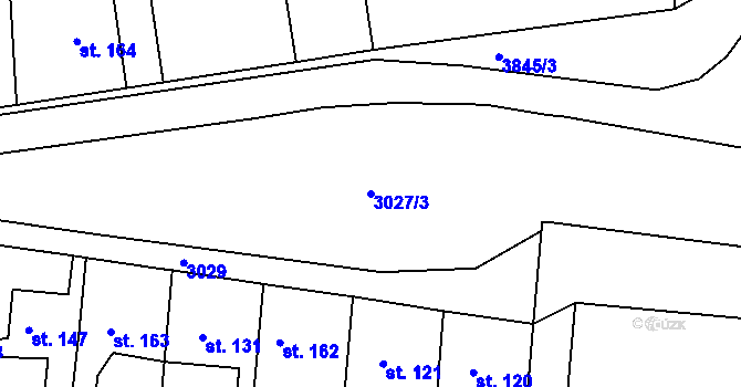 Parcela st. 3027/3 v KÚ Týnec nad Sázavou, Katastrální mapa