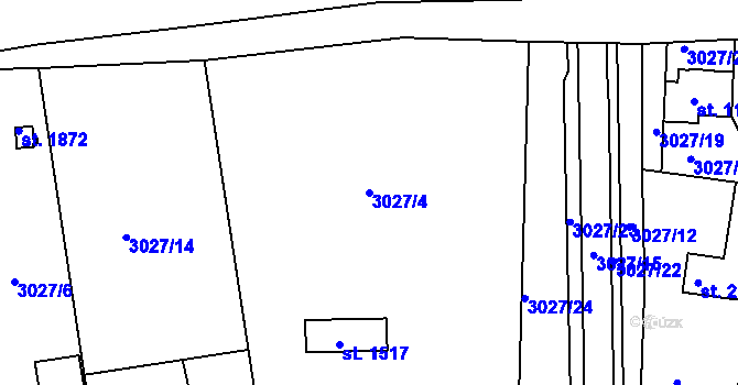 Parcela st. 3027/4 v KÚ Týnec nad Sázavou, Katastrální mapa