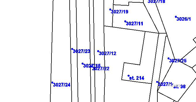 Parcela st. 3027/12 v KÚ Týnec nad Sázavou, Katastrální mapa