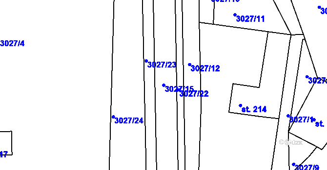 Parcela st. 3027/15 v KÚ Týnec nad Sázavou, Katastrální mapa
