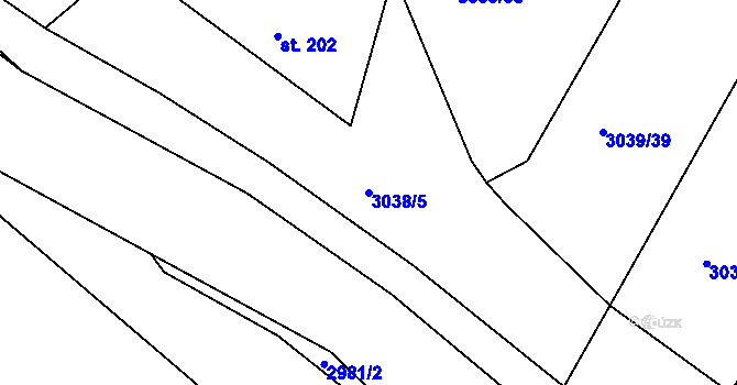 Parcela st. 3038/5 v KÚ Týnec nad Sázavou, Katastrální mapa