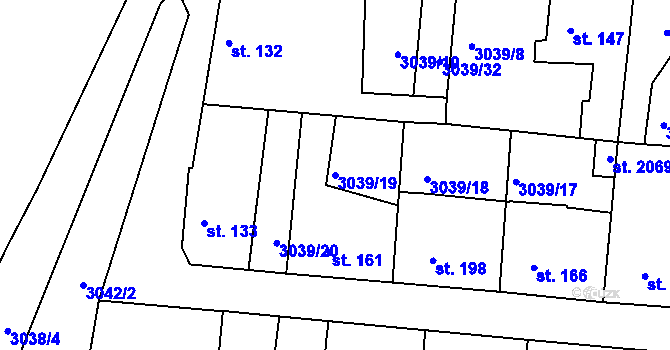 Parcela st. 3039/19 v KÚ Týnec nad Sázavou, Katastrální mapa