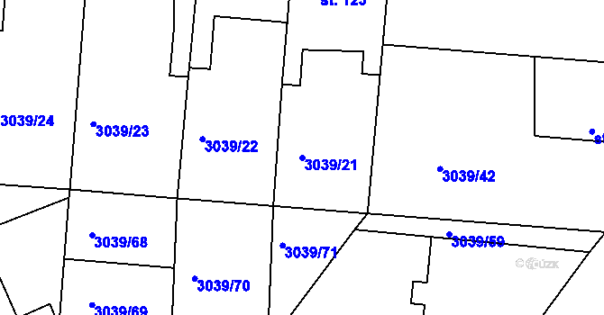 Parcela st. 3039/21 v KÚ Týnec nad Sázavou, Katastrální mapa