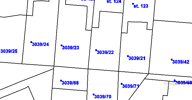 Parcela st. 3039/22 v KÚ Týnec nad Sázavou, Katastrální mapa