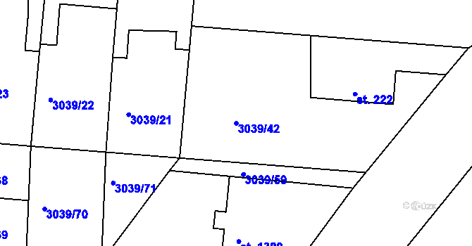 Parcela st. 3039/42 v KÚ Týnec nad Sázavou, Katastrální mapa