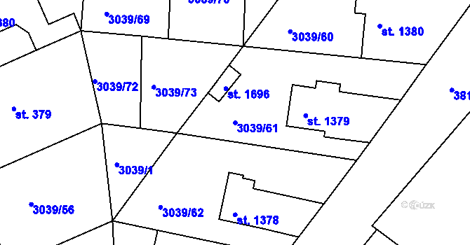 Parcela st. 3039/61 v KÚ Týnec nad Sázavou, Katastrální mapa