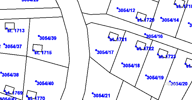 Parcela st. 3054/17 v KÚ Týnec nad Sázavou, Katastrální mapa