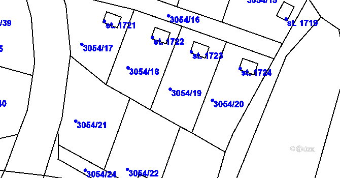 Parcela st. 3054/19 v KÚ Týnec nad Sázavou, Katastrální mapa