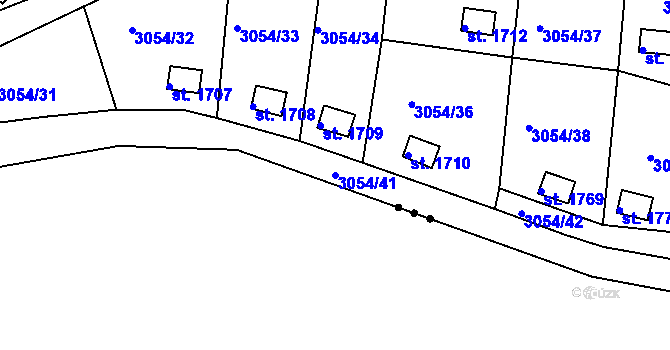 Parcela st. 3054/41 v KÚ Týnec nad Sázavou, Katastrální mapa