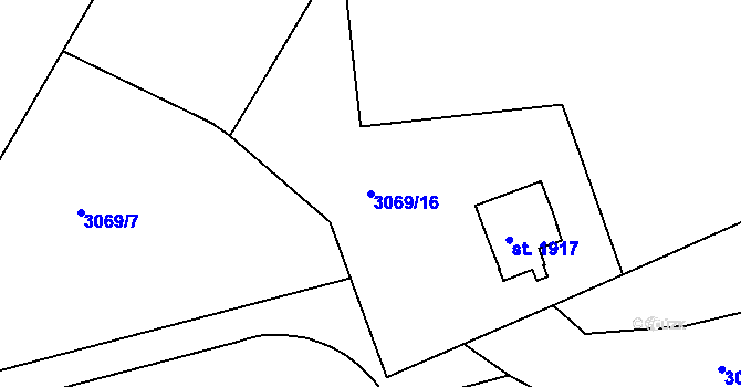 Parcela st. 3069/16 v KÚ Týnec nad Sázavou, Katastrální mapa