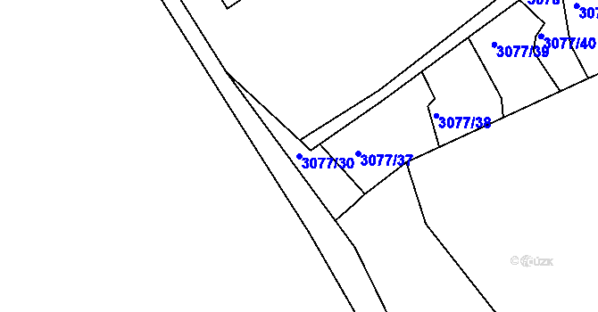 Parcela st. 3077/30 v KÚ Týnec nad Sázavou, Katastrální mapa