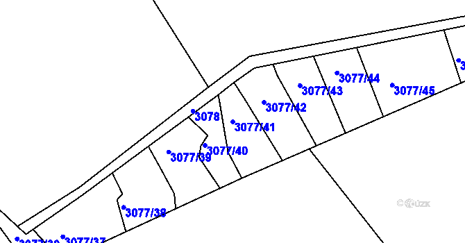 Parcela st. 3077/41 v KÚ Týnec nad Sázavou, Katastrální mapa