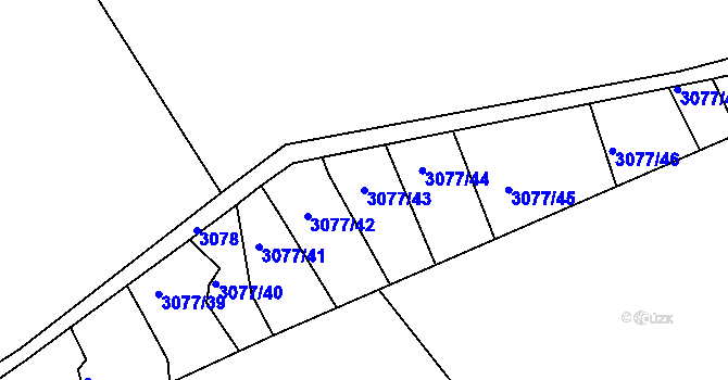 Parcela st. 3077/43 v KÚ Týnec nad Sázavou, Katastrální mapa