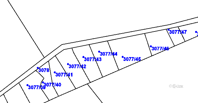 Parcela st. 3077/44 v KÚ Týnec nad Sázavou, Katastrální mapa