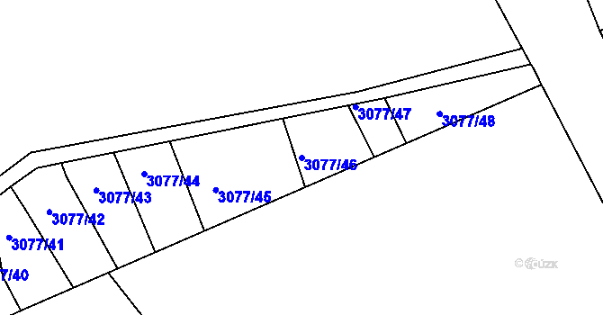 Parcela st. 3077/46 v KÚ Týnec nad Sázavou, Katastrální mapa
