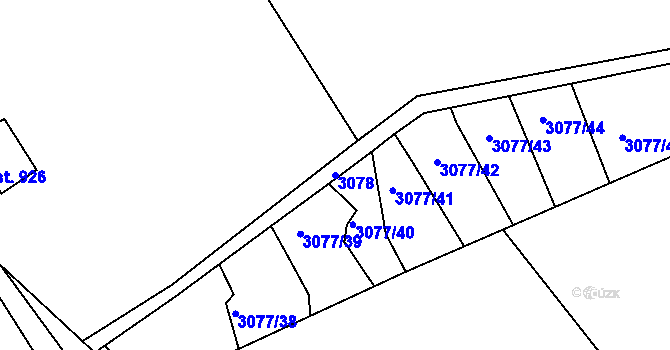 Parcela st. 3078 v KÚ Týnec nad Sázavou, Katastrální mapa
