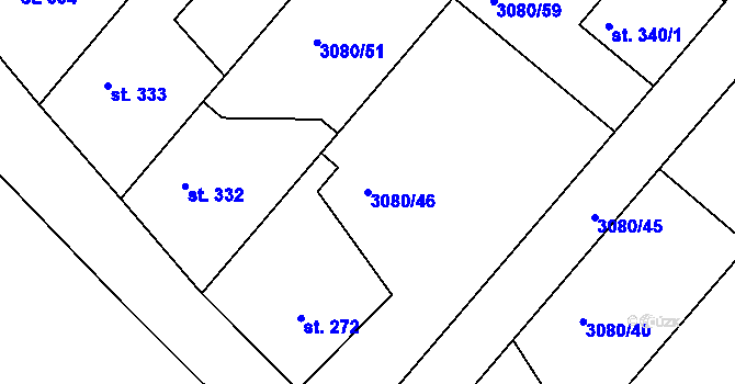 Parcela st. 3080/46 v KÚ Týnec nad Sázavou, Katastrální mapa