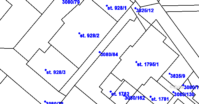 Parcela st. 3080/84 v KÚ Týnec nad Sázavou, Katastrální mapa
