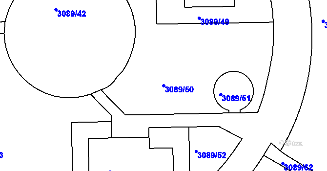 Parcela st. 3089/50 v KÚ Týnec nad Sázavou, Katastrální mapa