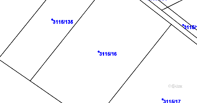 Parcela st. 3115/16 v KÚ Týnec nad Sázavou, Katastrální mapa
