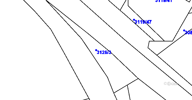 Parcela st. 3126/3 v KÚ Týnec nad Sázavou, Katastrální mapa
