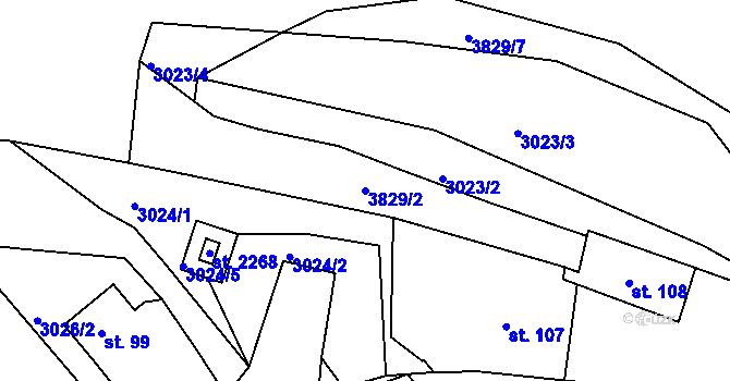 Parcela st. 3829/2 v KÚ Týnec nad Sázavou, Katastrální mapa