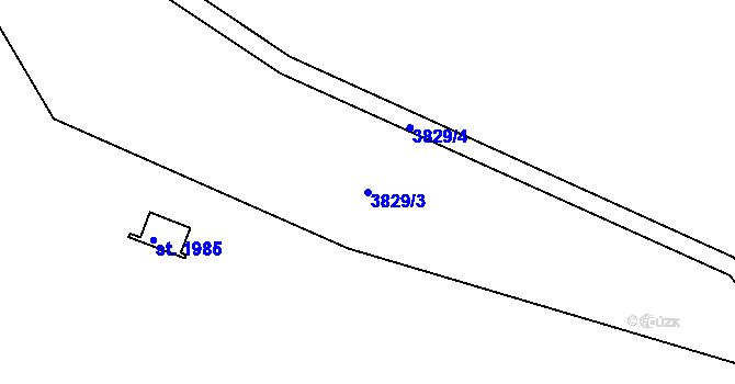 Parcela st. 3829/3 v KÚ Týnec nad Sázavou, Katastrální mapa