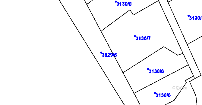 Parcela st. 3829/6 v KÚ Týnec nad Sázavou, Katastrální mapa