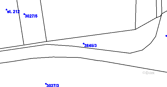 Parcela st. 3845/3 v KÚ Týnec nad Sázavou, Katastrální mapa
