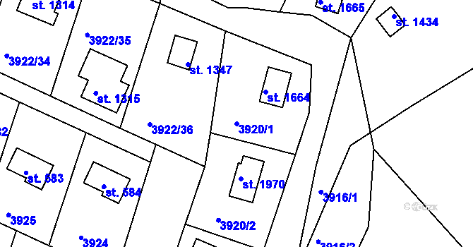 Parcela st. 3920/1 v KÚ Týnec nad Sázavou, Katastrální mapa