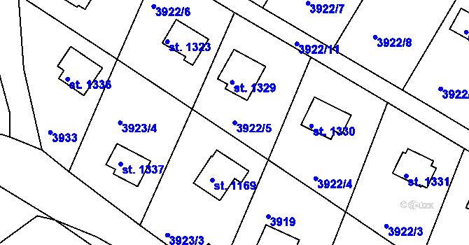 Parcela st. 3922/5 v KÚ Týnec nad Sázavou, Katastrální mapa