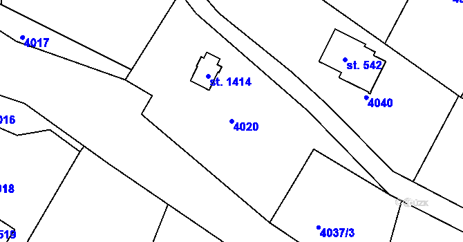 Parcela st. 4020 v KÚ Týnec nad Sázavou, Katastrální mapa