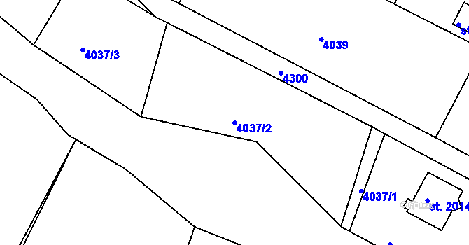 Parcela st. 4037/2 v KÚ Týnec nad Sázavou, Katastrální mapa
