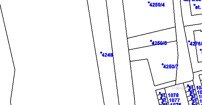 Parcela st. 4248 v KÚ Týnec nad Sázavou, Katastrální mapa