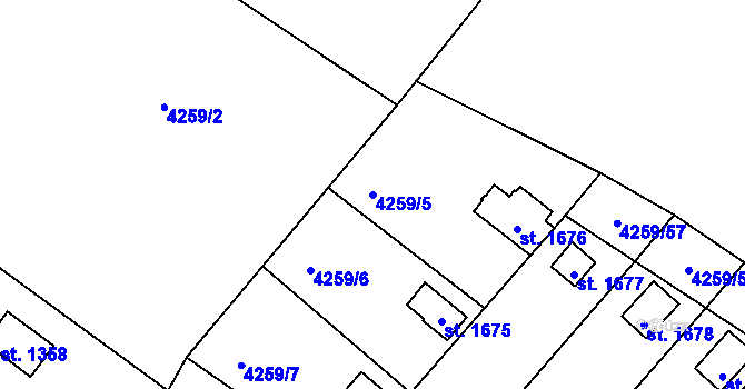Parcela st. 4259/5 v KÚ Týnec nad Sázavou, Katastrální mapa
