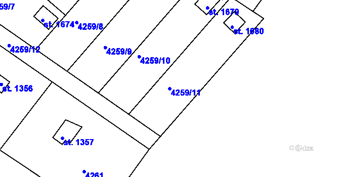 Parcela st. 4259/11 v KÚ Týnec nad Sázavou, Katastrální mapa