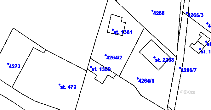 Parcela st. 4264/2 v KÚ Týnec nad Sázavou, Katastrální mapa