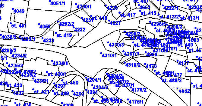 Parcela st. 4310/1 v KÚ Týnec nad Sázavou, Katastrální mapa