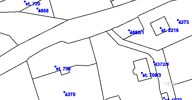 Parcela st. 4374 v KÚ Týnec nad Sázavou, Katastrální mapa