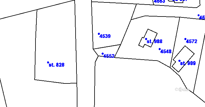 Parcela st. 4552 v KÚ Týnec nad Sázavou, Katastrální mapa
