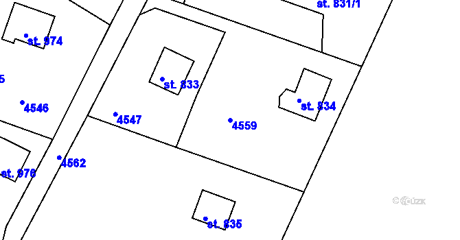 Parcela st. 4559 v KÚ Týnec nad Sázavou, Katastrální mapa