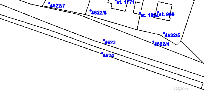 Parcela st. 4624 v KÚ Týnec nad Sázavou, Katastrální mapa