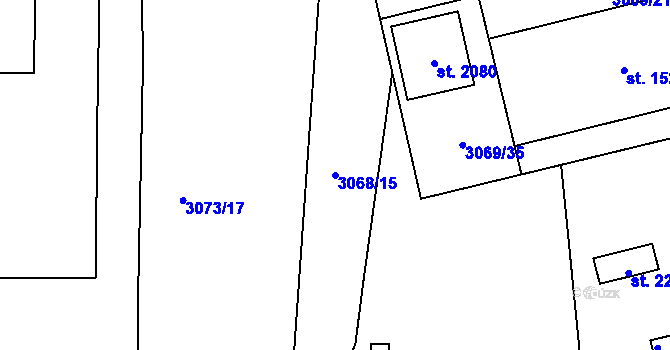 Parcela st. 3068/15 v KÚ Týnec nad Sázavou, Katastrální mapa