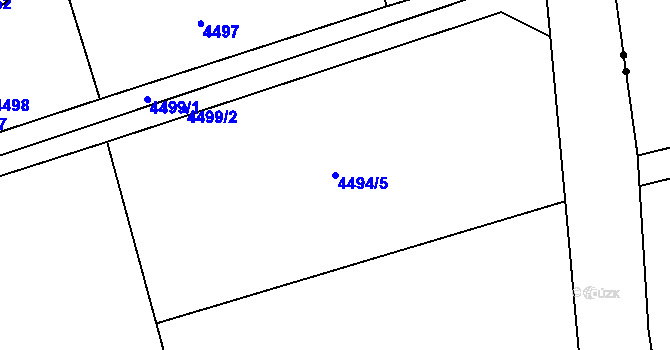 Parcela st. 4494/5 v KÚ Týnec nad Sázavou, Katastrální mapa