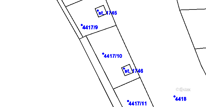 Parcela st. 4417/10 v KÚ Týnec nad Sázavou, Katastrální mapa