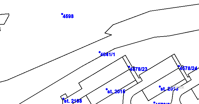 Parcela st. 4641/1 v KÚ Týnec nad Sázavou, Katastrální mapa