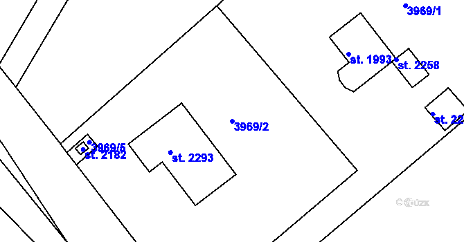 Parcela st. 3969/2 v KÚ Týnec nad Sázavou, Katastrální mapa