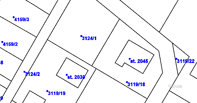 Parcela st. 3119/18 v KÚ Týnec nad Sázavou, Katastrální mapa